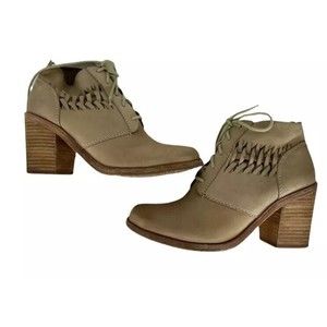 Modern Vintage Womens Carina Ankle Booties Beige Cutout Weave Lace Up 7.5 EUR 38